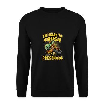 I'm Ready To Crush Preschool Dinosaur Back To - Unisex Sweatshirt - black - Front - Alina (178cm) & Michal (187cm)