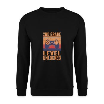 2nd Grade Level Unlocked Gamer Back To School - Unisex Sweatshirt - black - Front - Alina (178cm) & Michal (187cm)