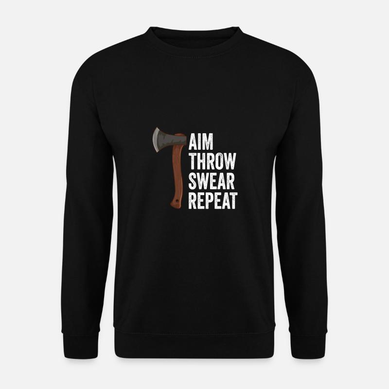 Axt Aim Throw Swear Repeat Axtwerfen - Unisex Pullover - Schwarz