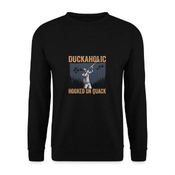 Hunter Duckaholic accro à la chasse au canard charlatan - Sweat-shirt Unisexe - noir - Devant - Alina (178cm) & Michal (187cm)