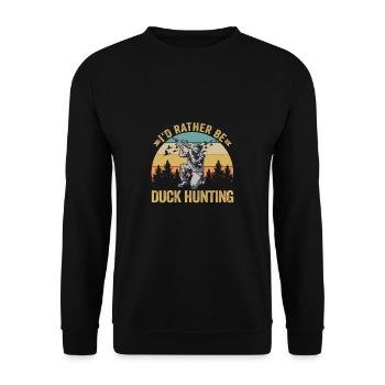 Duck Hunter I'd Rather Be Duck Hunting - Unisex Sweatshirt - black - Front - Alina (178cm) & Michal (187cm)