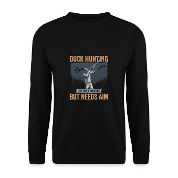 Chasseur de canard chasse comme la chasse au cerf mais a besoin de viser - Sweat-shirt Unisexe - noir - Devant - Alina (178cm) & Michal (187cm)