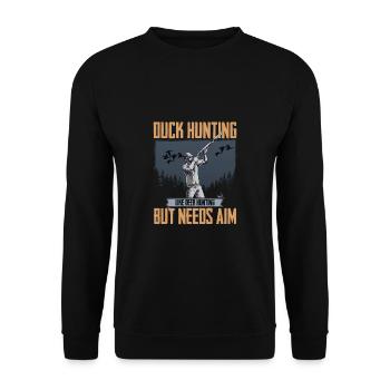Chasseur de canard chasse comme la chasse au cerf mais a besoin de viser - Sweat-shirt Unisexe - noir - Devant - Alina (178cm) & Michal (187cm)