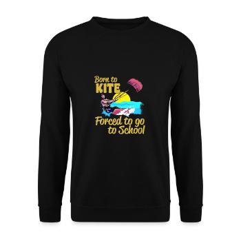 Kitesurfeur né pour le cerf-volant forcé d’aller à l’école - Sweat-shirt Unisexe - noir - Devant - Alina (178cm) & Michal (187cm)