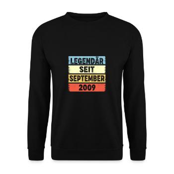 13 Jahre Legendär Seit September 2009 13. - Unisex Pullover - Schwarz - Vorne - Alina (178cm) & Michal (187cm)
