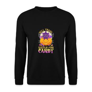 Will Trade Sister For Candy Cute Halloween - Unisex Sweatshirt - black - Front - Alina (178cm) & Michal (187cm)