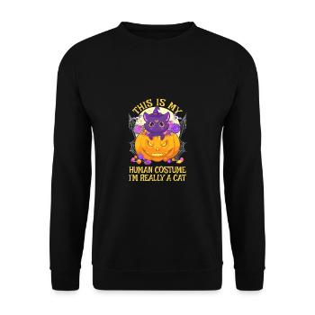 C’est mon costume humain, je suis vraiment un chat - Sweat-shirt Unisexe - noir - Devant - Alina (178cm) & Michal (187cm)