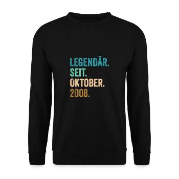 14 Jahre Legendär Seit Oktober 2008 14. Geburtstag - Unisex Pullover - Schwarz - Vorne - Alina (178cm) & Michal (187cm)