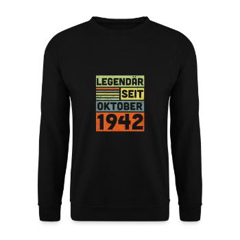 80 Jahre Legendär Seit Oktober 1942 80. Geburtstag - Unisex Pullover - Schwarz - Vorne - Alina (178cm) & Michal (187cm)