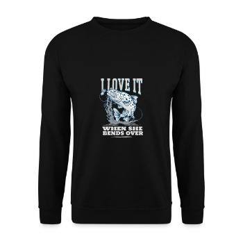 Pêcher J’adore quand elle se penche sur la pêche à la ligne - Sweat-shirt Unisexe - noir - Devant - Alina (178cm) & Michal (187cm)
