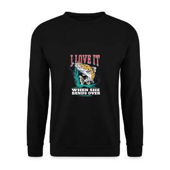 Pêcher J’adore quand elle se penche sur la pêche à la ligne - Sweat-shirt Unisexe - noir - Devant - Alina (178cm) & Michal (187cm)