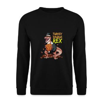 Turkeysaurus Rex Dinosaur T-Rex Funny Thanksgiving - Unisex Sweatshirt - black - Front - Alina (178cm) & Michal (187cm)
