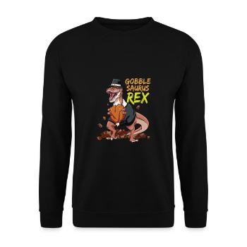 Gooblesaurus Rex Dinosaur T-Rex Funny Thanksgiving - Unisex Sweatshirt - black - Front - Alina (178cm) & Michal (187cm)