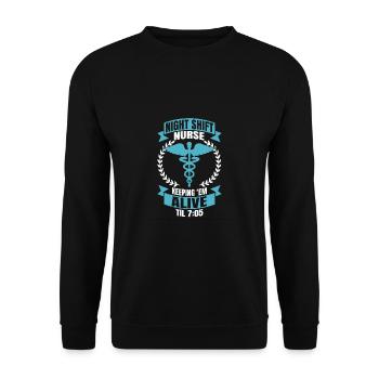 Nurses Night Shift Nurse Nursing - Unisex Sweatshirt - black - Front - Alina (178cm) & Michal (187cm)