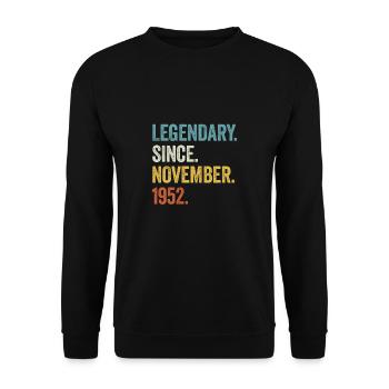 Legendary Since November 1952 70. Geburtstag - Unisex Pullover - Schwarz - Vorne - Alina (178cm) & Michal (187cm)