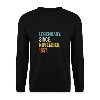 Legendary Since November 1957 65. Geburtstag - Unisex Pullover - Schwarz - Vorne - Alina (178cm) & Michal (187cm)