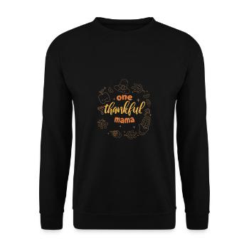 Matching Family One Thankful Mama Thanksgiving - Unisex Sweatshirt - black - Front - Alina (178cm) & Michal (187cm)