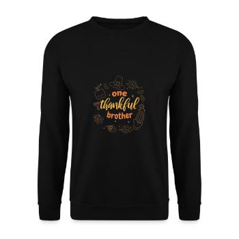 Matching Family One Thankful Brother Thanksgiving - Unisex Sweatshirt - black - Front - Alina (178cm) & Michal (187cm)