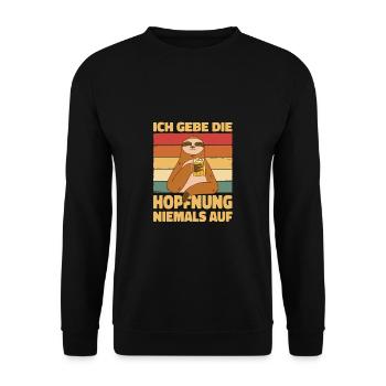 Vatertag Bier Bierspruch Faultier Saufen - Unisex Pullover - Schwarz - Vorne - Alina (178cm) & Michal (187cm)