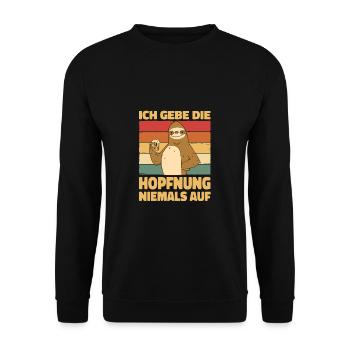 Vatertag Bier Bierspruch Faultier Saufen - Unisex Pullover - Schwarz - Vorne - Alina (178cm) & Michal (187cm)