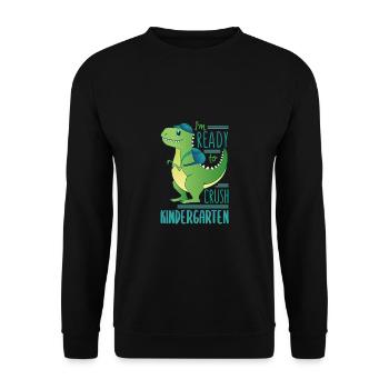 I'm Ready To Crush Kindergarten Dinosaur - Unisex Sweatshirt - black - Front - Alina (178cm) & Michal (187cm)
