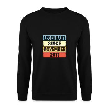 Legendary Since November 2011 11. Geburtstag - Unisex Pullover - Schwarz - Vorne - Alina (178cm) & Michal (187cm)