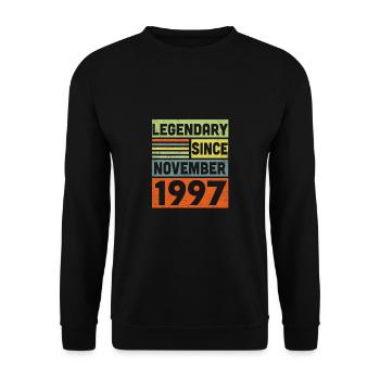25 Years Old Legendary Since November 1997 25th - Unisex Sweatshirt - black - Front - Alina (178cm) & Michal (187cm)