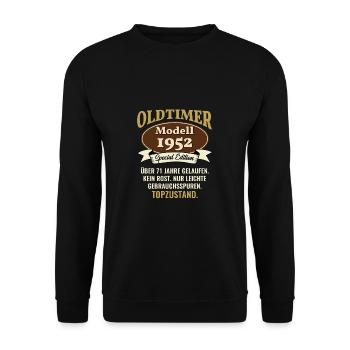71 years oldtimer model 1952 71st birthday - Unisex Sweatshirt - black - Front - Alina (178cm) & Michal (187cm)