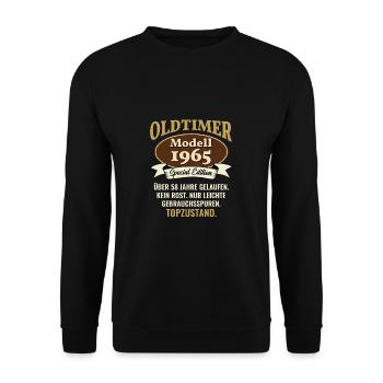 58 years oldtimer model 1965 58th birthday - Unisex Sweatshirt - black - Front - Alina (178cm) & Michal (187cm)