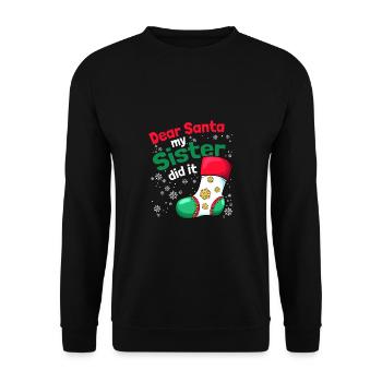 Cher Père Noël Ma sœur l’a fait frères et sœurs - Sweat-shirt Unisexe - noir - Devant - Alina (178cm) & Michal (187cm)