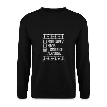 Nice Or Naughty I Regret Nothing Ugly Christmas - Unisex Pullover - Schwarz - Vorne - Alina (178cm) & Michal (187cm)