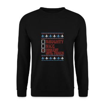 Nice Or Naughty Innocent Until Proven Ugly - Unisex Sweatshirt - black - Front - Alina (178cm) & Michal (187cm)