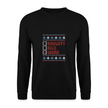 Nice Or Naughty Drunk Ugly Christmas - Unisex Sweatshirt - black - Front - Alina (178cm) & Michal (187cm)