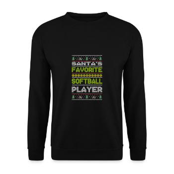 Santa's Favorite Softball Player Ugly Christmas - Unisex Pullover - Schwarz - Vorne - Alina (178cm) & Michal (187cm)