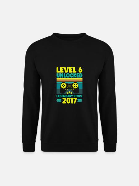 Level 6 Unlocked 2017 6th Birthday Gamer Gaming - Unisex Sweatshirt - black