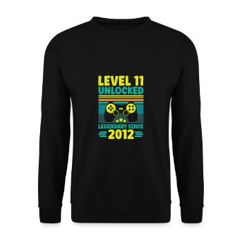 Level 11 Unlocked 2012 Zocken 11. Geburtstag Gamer - Unisex Pullover - Schwarz - Vorne - Alina (178cm) & Michal (187cm)