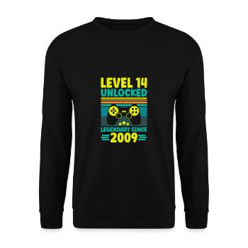 Niveau 14 débloqué 2009 Gaming 14th Birthday Gamer - Sweat-shirt Unisexe - noir - Devant - Alina (178cm) & Michal (187cm)