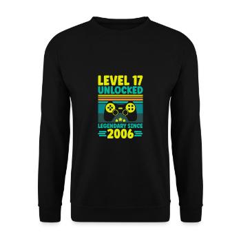 Level 17 Unlocked 2006 17th Birthday Gamer Gaming - Unisex Sweatshirt - black - Front - Alina (178cm) & Michal (187cm)