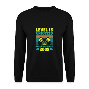 Niveau 18 Débloqué 2005 Gaming 18th Birthday Gamer - Sweat-shirt Unisexe - noir - Devant - Alina (178cm) & Michal (187cm)