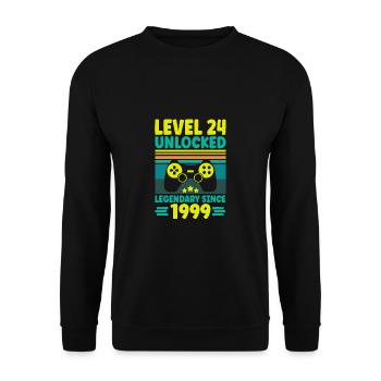 Niveau 24 Débloqué 1999 Gaming 24th Birthday Gamer - Sweat-shirt Unisexe - noir - Devant - Alina (178cm) & Michal (187cm)