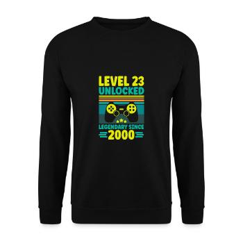 Niveau 23 Débloqué 2000 Gaming 23e anniversaire Gamer - Sweat-shirt Unisexe - noir - Devant - Alina (178cm) & Michal (187cm)