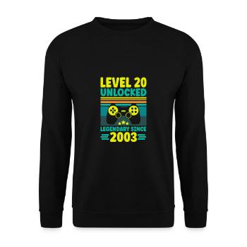 Level 20 Unlocked 2003 Zocken 20. Geburtstag Gamer - Unisex Pullover - Schwarz - Vorne - Alina (178cm) & Michal (187cm)