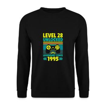 Level 28 Unlocked 1995 28th Birthday Gamer Gaming - Unisex Sweatshirt - black - Front - Alina (178cm) & Michal (187cm)