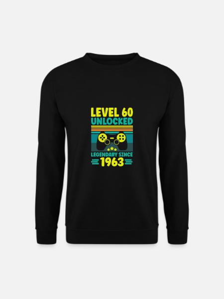 Level 60 Unlocked 1963 Zocken 60. Geburtstag Gamer - Unisex Pullover - Schwarz