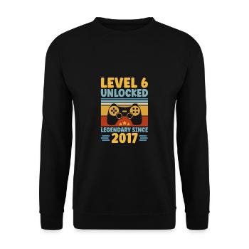 Level 6 Unlocked 2017 Zocken 6. Geburtstag Gamer - Unisex Pullover - Schwarz - Vorne - Alina (178cm) & Michal (187cm)