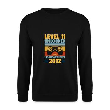 Level 11 Unlocked 2012 Zocken 11. Geburtstag Gamer - Unisex Pullover - Schwarz - Vorne - Alina (178cm) & Michal (187cm)