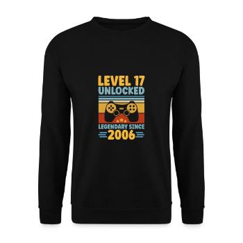 Level 17 Unlocked 2006 17th Birthday Gamer Gaming - Unisex Sweatshirt - black - Front - Alina (178cm) & Michal (187cm)