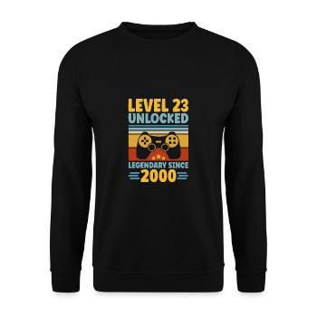 Niveau 23 Débloqué 2000 Gaming 23e anniversaire Gamer - Sweat-shirt Unisexe - noir - Devant - Alina (178cm) & Michal (187cm)