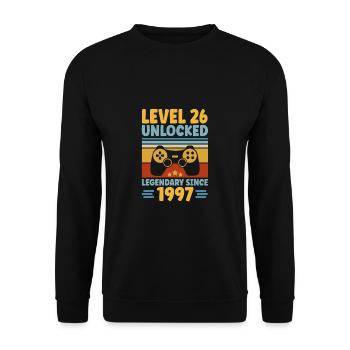 Level 26 Unlocked 1997 Zocken 26. Geburtstag Gamer - Unisex Pullover - Schwarz - Vorne - Alina (178cm) & Michal (187cm)