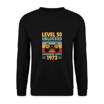 Niveau 50 débloqué 1973 Gaming 50th Birthday Gamer - Sweat-shirt Unisexe - noir - Devant - Alina (178cm) & Michal (187cm)